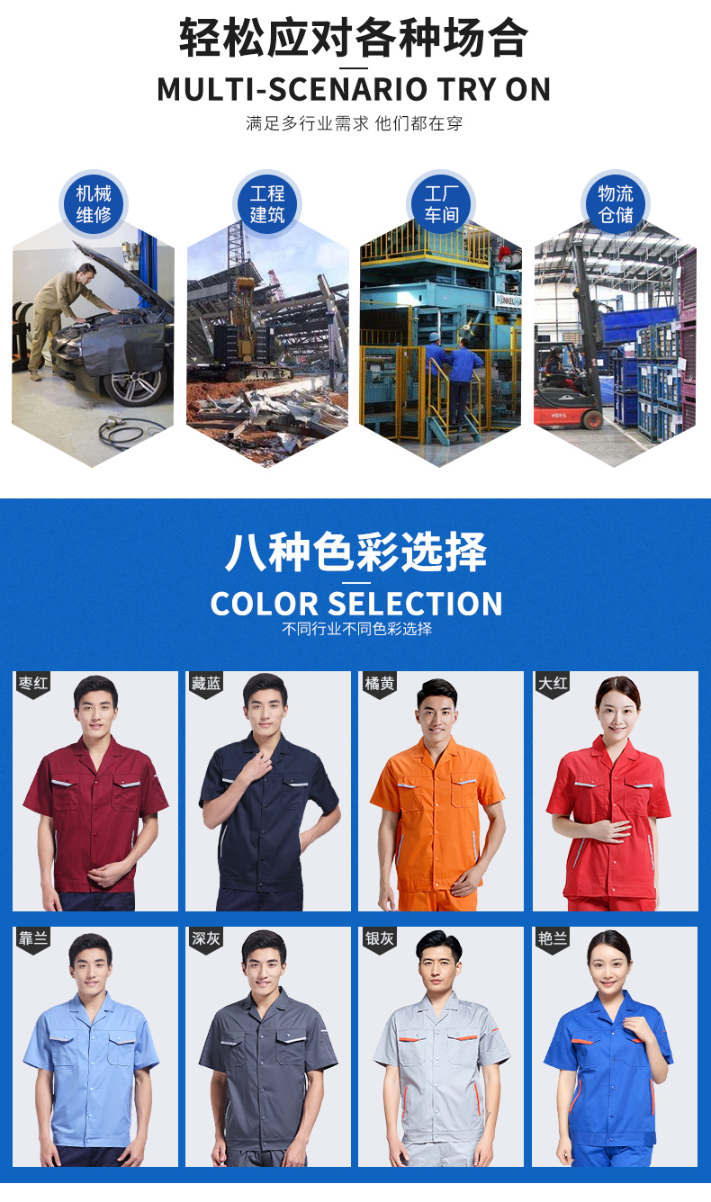 短袖工作服,定做短袖劳保工作服,劳保工作服款式(图9)