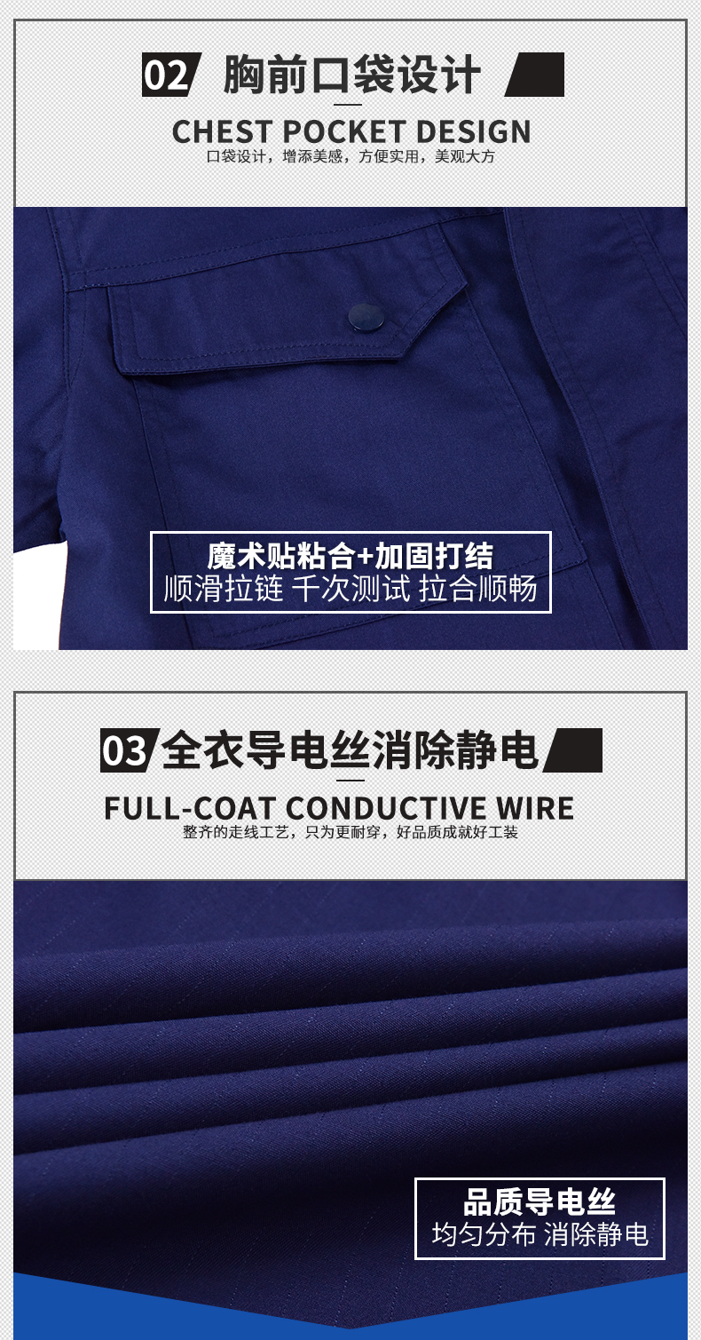 防静电工作服套装订做,纯棉防静电工作服定制(图4)